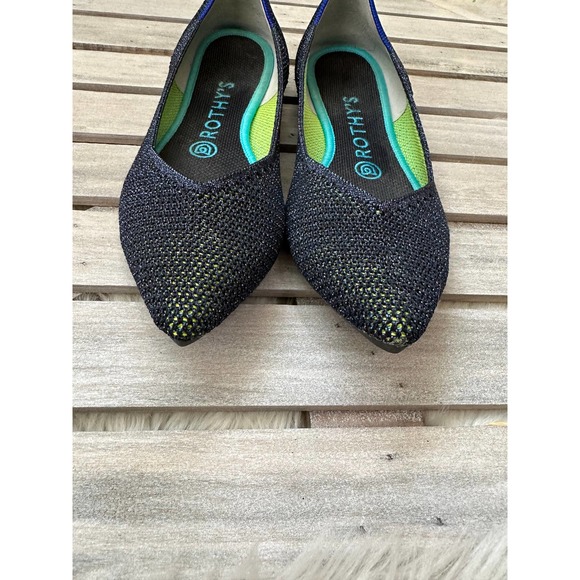 Rothy’s Limited Edition Retired Black Friday Metallic Lattice Pointed Flats Shoe - Picture 5 of 9